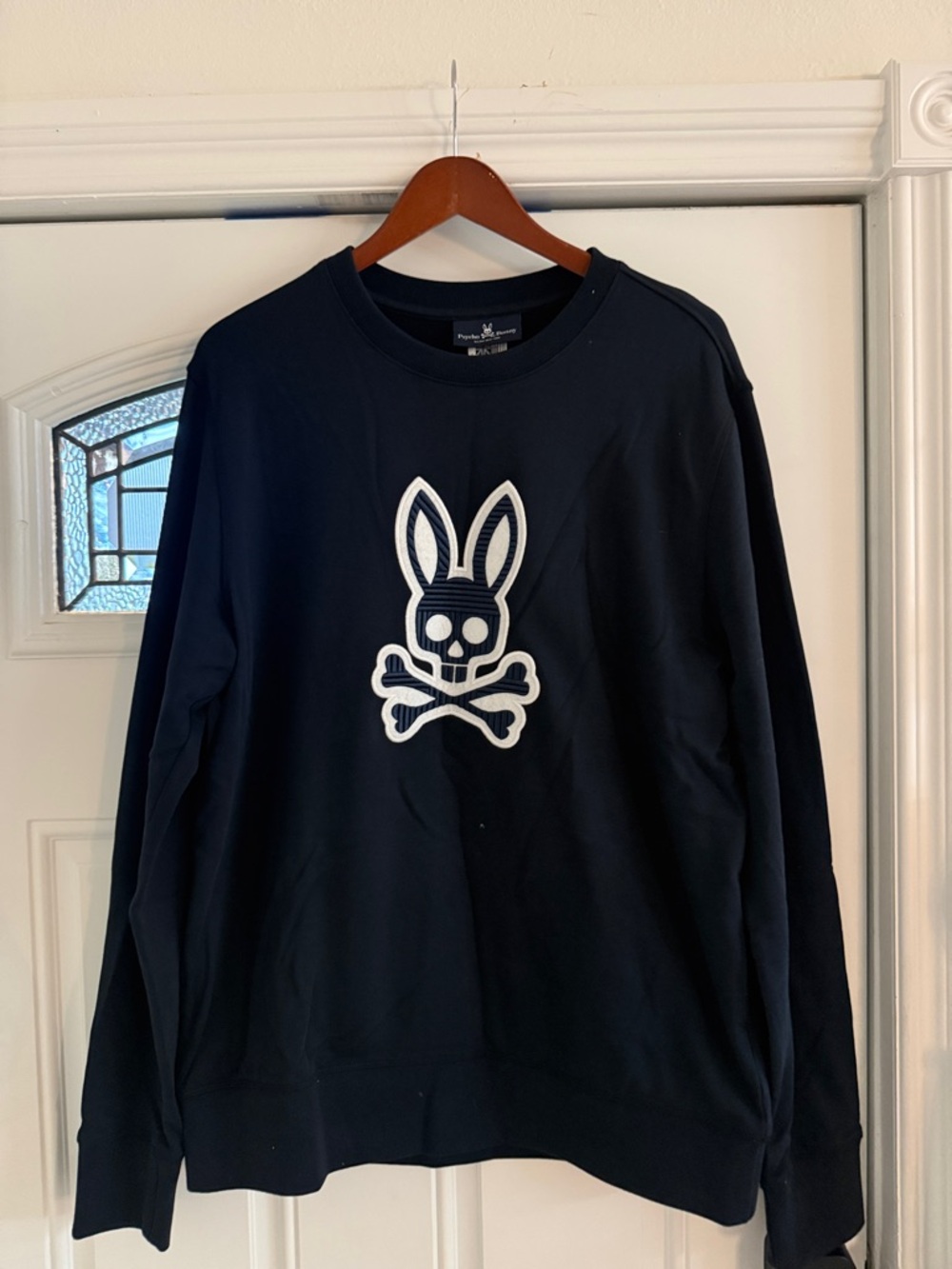 Psycho Bunny Navy Sweatshirt with White Skull-and-Bunny Logo